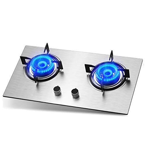 Aouoeeo Placa de Gas, Encimera de Gas, Cocina de Gas de 71 cm empotrada, 2 quemadores, Acero Inoxidable, vitrocerámica, propano Natural, fácil de Usar.