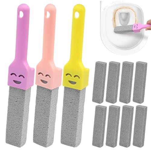 OIXYAZ 8 Pezzi Detergente WC in Pietra Pomice con 3 Manici, Pietra Sostituibile per Rimozione dello Sporco - Per WC, Vasca da Bagno