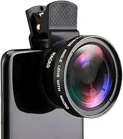 Lente para Celular 2 em 1 Profissional Super Angulo Amplo 0,45x e Macro 12,5x, Super Zoom Ideal PAra Fotografos Paisagem Retrátos Vídeos Universal + Bolsa para Transporte PREMIUM DUPIN