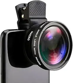Lente para Celular 2 em 1 Profissional Super Angulo Amplo 0,45x e Macro 12,5x, Super Zoom Ideal PAra Fotografos Paisagem Retrátos Vídeos Universal + Bolsa para Transporte PREMIUM DUPIN
