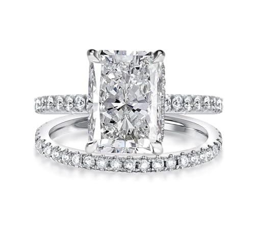 Stunning 5.50ct set in 14k Solid White Gold Radiant Cut