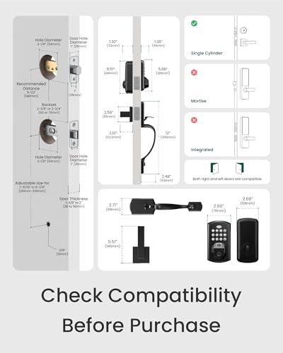 Image of DESLOC D212 Fingerprint Door Knob Lock, Built in WiFi, 8-Month Battery