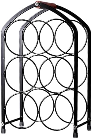Stylish Metal Countertop Wine Rack with Handle - Easy Assembly Wine Bottle Holder for Kitchen, Bar & Cabinet - Perfect Storage Solution for Wine Lovers