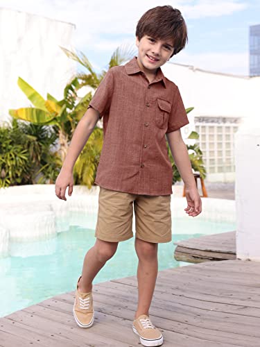 Inorin Kids Toddler Boys Casual Short Sleeves Button Down Dress Shirt Linen Design Collared Beach Shirts #TOP6