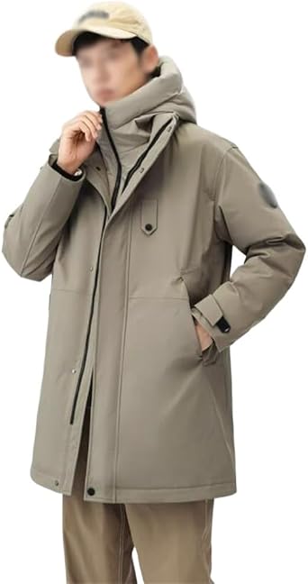 High Collar Down Jacket With Thick Hooded Warm Coat Men Long Winter Cotton-padded Clothes Fake Two