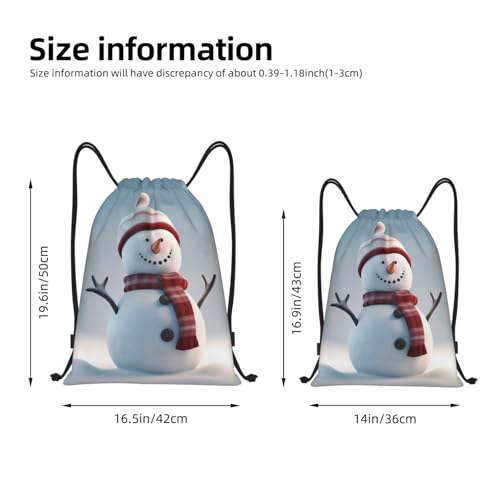Christmas Happy Snowman Drawstring Backpack Water Resistant String Bag Sports Sackpack Gym Sack Beach Swim Travel Daypack2