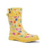 Western Chief Women's Printed Mid Rain Boots Durable Waterproof Design with Adjustable Buckle, Daisy Delight, 9