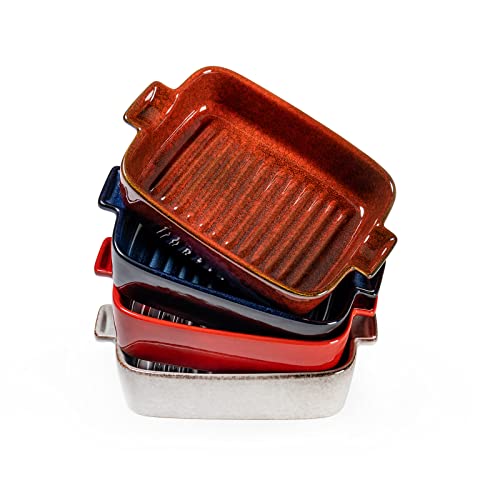Ceramic Baking Dishes for Oven – Small Rectangular Bakeware Pans for Casserole, Lasagna, Brownies, Side Dishes – Oven Safe Baing Pan with Handles Set of 4