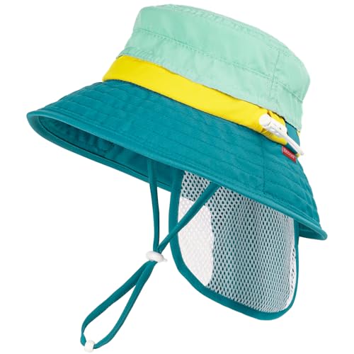 HECCEI Baby Sonnenhut UPF 50+ mit Nacken Jungen Mädchen UV-Schutz Kleinkind SommerMütze Strand Schwimmen Hut