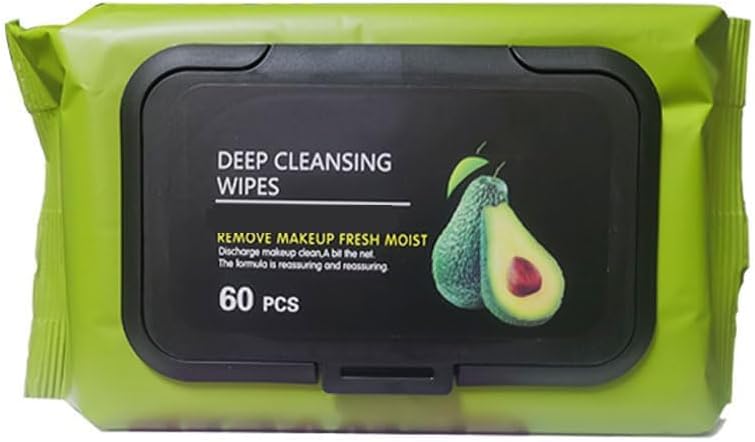FarioxDeep Cleaning Makeup Remover Wipes Cleansing Face Wipes Daily Cleansing Facial Avocado Lazy Face Cleanser Makeup Remover (1 Pack -60 Pcs Wipes)