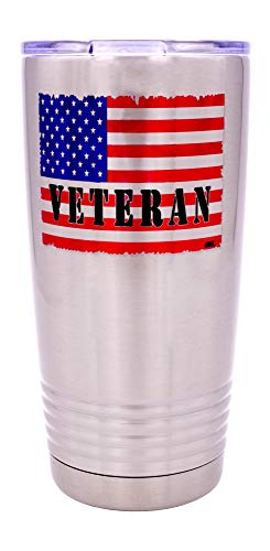 USA Flag Military Veteran 20 Oz. Travel Tumbler Mug Cup w/Lid Vacuum Insulated