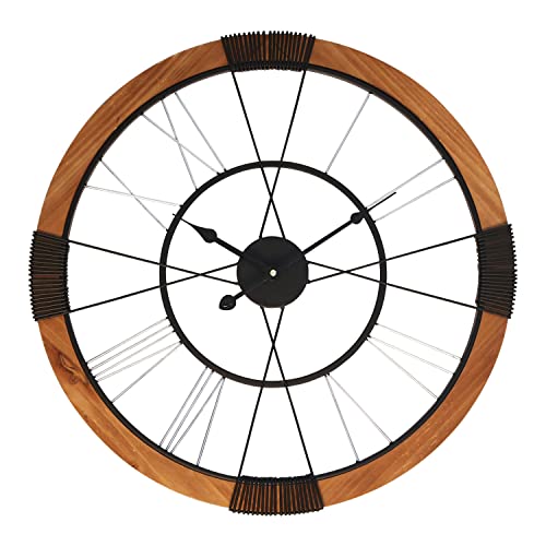 Large Wall Clock, Metal Vintage Farmhouse Roman Numerals Clocks, 21 Inch Silent Wall Clocks Battery Opareted, Oversized Solid Wood Decorative Rustic Wall Clock For Living Room/Kitchen Wall Decor #TOP1