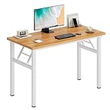 DlandHome 39 inches Folding Table Computer Desk Portable ActivityTable Conference Table Home Office Desk, Fully Assembled Teak and White DND-ND5-100TW