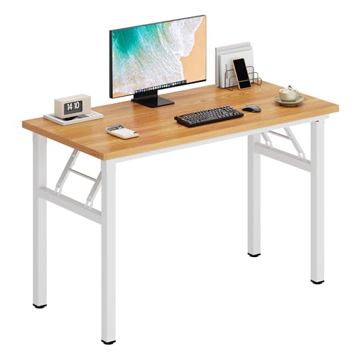 DlandHome 39 inches Folding Table Computer Desk Portable ActivityTable Conference Table Home Office Desk, Fully Assembled Teak and White DND-ND5-100TW