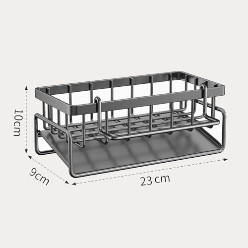 ViWaVee Organizador Cocina, Organizador Fregadero con Bandeja de Drenaje Autodrenante para Soporte de Esponja, Toallero, Soporte para Paños Cocina, Súper Accesorios para Baño-Negra. - imagen 6
