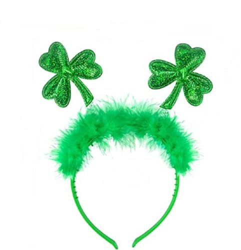 Wgudzpj St Patricks Day Headband Shamrock Headpieces Green Sparkle Headbands Irish Hair Accessories Party Costume Headwear