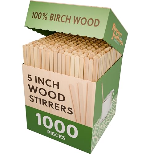 [1,000 Count] Birch Wood Stir Sticks for Coffee Bar, Wooden Stir Sticks for Coffee 5.5 Inch Length (Natural)