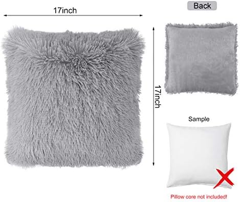 Hivexagon Faux Fur GREY Pillow Cover Set of 4 (17 x 17)