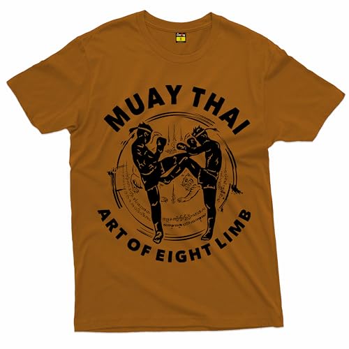 EmoBug Maglietta da uomo per Muay Thai, autentica maglietta grafica per allenamento di boxe thailandese, Arancione, XL
