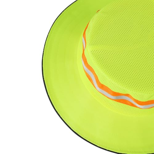 Image of High Visibility Sun Bucket Hat Reflective Neon Boonie Hat Summer Wide Brim Mesh Fishing Cap for Men Women