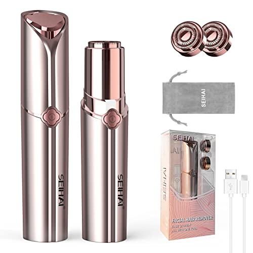 SEIHAI Facial Hair Remover for Women Rechargeable Face Hair Remover, Includes 2 x Replaceable Heads
