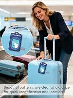 Ksriylm 2 Stück PU Leder Kofferanhänger,Wasserdichte Gepäckanhänger für Koffer mit Adressschild und Edelstahl Drahtseil,Schnellen Auffinden Kofferanhänger für Kreuzfahrte Flugreise,Flugzeug Blau – Ansicht 6