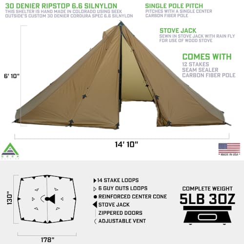 Carpa tipo tipi ligera para 6 personas beige miniatura 6