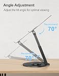 Tounee Telescopic Laptop Stand for Desk with 360° Swivel Base, Sit to Stand, Height Adjustable, Portable Riser Holder for Good Posture, Compatible with MacBook Pro, All Laptops 10-17"-Black