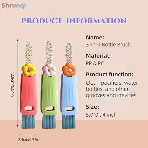 Image of 3 in 1 Bottle Cleaning Brush Set, Multifunction Silicone Cup Lid Gap Cleaner, Home Kitchen Crevice Cleaning Tools, Cute Colorful Rabbit,3 Pcs