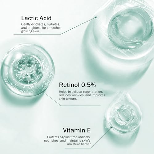 Image of 7DAYSNATURAL Retinol Face Serum | 0.5% Retinol with Lactic Acid & Vitamin E | Night Serum for Wrinkles, Fine Lines & Scars | Oily to Combination Skin | 30ml