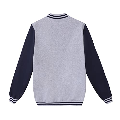 Image of Mowbeat Women Baseball Jacket Varsity Uniform Unisex Adult Long Sleeve Casual Loose Cardigan Men's Track Jacket