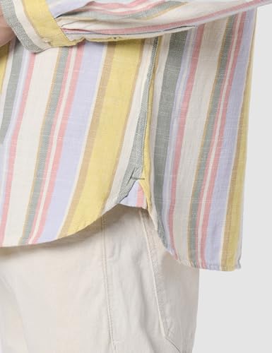 Image of THE BEAR HOUSE Men's Striped Slim Fit Cotton Linen Casual Shirt | Multicolour | TBH-IDET-MC