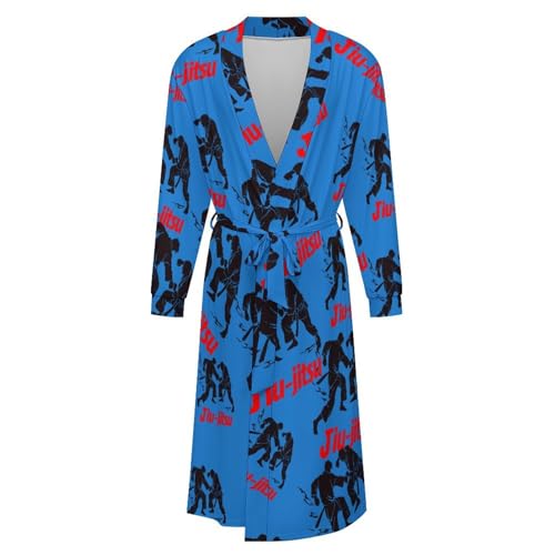 Jiu-Jitsu Soft Robe Long Sleeve Bathrobes V Neck Sleepwear Spa Robes with Belt Men Woman4