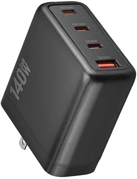 140W USB C Charger, 4-Port Foldable Compact Fast Laptop Charger Power Adapter, Advanced GaN Wall Charger, Compatible for MacBook Pro/Air, iPad Pro, iPhone 16 Pro, Galaxy S25/S24, Steam Deck, and More