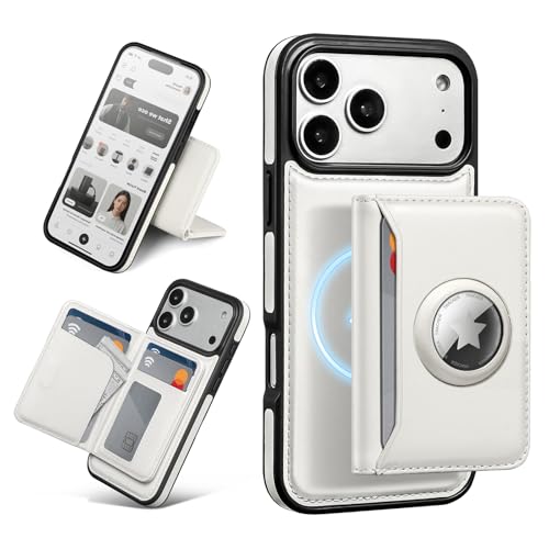 Antsturdy MagSafe 2 in 1 ���O���\���CiPhone 17 Pro Max�P�[�X�E�H���b�g�AAirTag�z���_�[�t���A�����Y�A���f�B�[�XPU���U�[RFID�u���b�L���O�N���W�b�g�J�[�h�z���_�[�X���b�g �t���b�v�J�o�[ �L�b�N�X�^���h