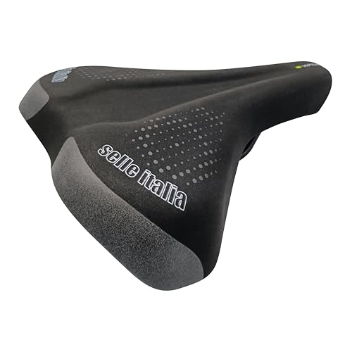 Selle Italia Walk - Sillín de Bicicleta Urbana, City Bike, Cuadro de Acero y Carbono, Inserciones HI-Viz, Acolchado Suave - Talla L1, Negro