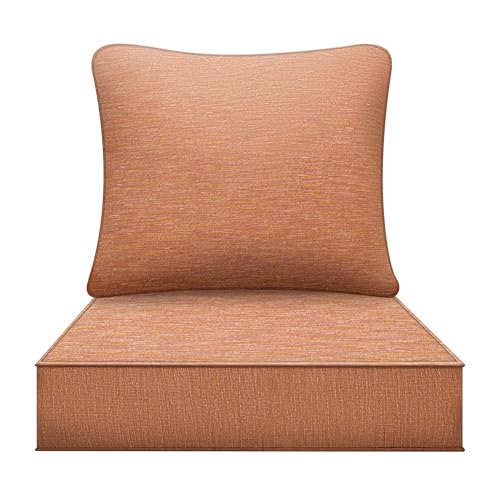 Image of Art Leon 24 x 24 Outdoor Seat Cushion 30D High Density Foam Patio Chair Cushions with Non-Slip Backing Patio Cushions for Patio Furniture Porch Swing Garden Bench Camping Stadium Orange