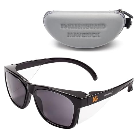 KleenGuard™ V30 Maverick™ Safety Glasses (56569), Smoke Lenses with KleenVision™ Anti-Fog coating, Black Frame, Carrying Case, Unisex Sunglasses for Men and Women Cover
