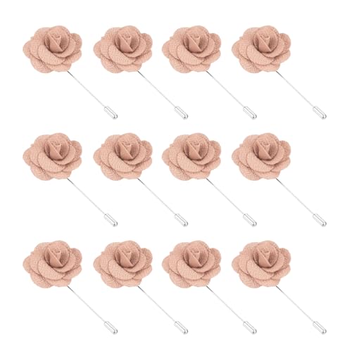 Image of PATIKIL Flower Boutonnieres Pin, Handmade Camellia Lapel Pin for Men Women Suit Wedding Graduation Anniversary Brooch Outfit Accessories