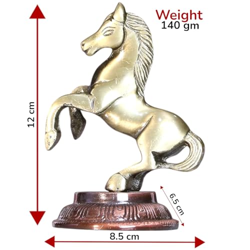 Image of KridayKraft Jumping Horse Metal Statue for Wealth Table Top Figurine for Living Room Bedroom Home Office Animal Decorative Showpiece Feng Shui Vanstu Sculpture for Gift Purpose. (Brass)