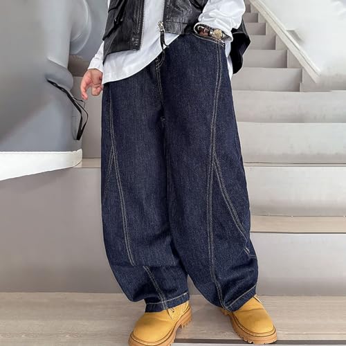 Boys Baggy Jeans for Kids Teen Casual Wide Leg Cargo Jeans Y2K Loose Elastic Waist Denim Pants Trousers with Pockets4