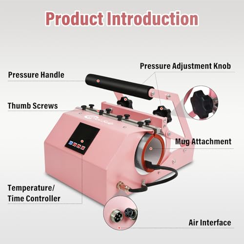 ColorSub Mug Press Tumbler Heat Press Machine, Sublimation Mug for 11-30oz Heat Press Printer, Cup Press Machine DIY Blank Transfer Presse Glasses (Pink)