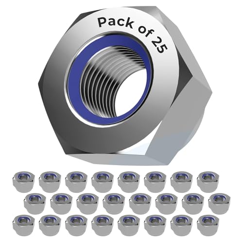 Offgridtec Selbstsichernde Muttern V2A Edelstahl 304, M8, DIN 985 Standard, Rostbeständig, Sichere Passform für Innen- und Außeneinsatz, Antivibrationsdesign, Langlebige Leistung, Packung mit 25