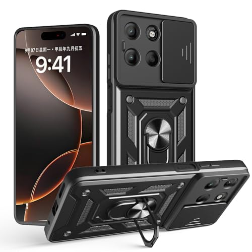 Coque Motorola Moto G15 noire fine avec clapet de caméra arrière intégré