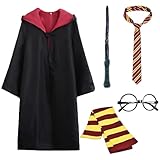Kitimi Wizard Costume Cosplay Set, Wizard Cloak Robe for Adults Teens, Wizarding Halloween Costume Accessories for Party3