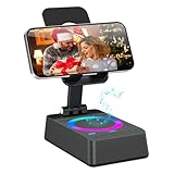 buwy Cell Phone Stand with Wireless Bluetooth Speaker, Colorful LED Lights, Gifts for Men Women, Anti-Slip Base HD Surround Sound, Rechargeable (3000mAh), for Teens, Men, Women for Christmas