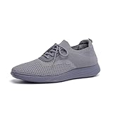 Men's Casual Dress Oxfords Comfortable Shoes Knit Lightweight Breathable Fashion Sneaker Business Work Shoes Walking Thick Sole Tennis Footwear (AM25911-GRE-42) Grey