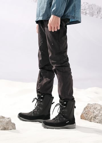 Image of ROCKMARK Mens Winter Mid-Calf Snow Boots Fur Lined Warm Waterproof Slip On Outdoor Athletic Snow Boots