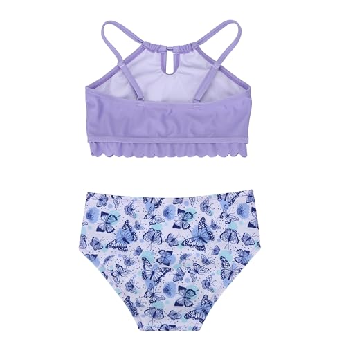 Image of LIZENS Girls' Bandeau Bikini 2-Piece Swimsuit - Floral Halter Tankini with Adjustable Drawstring