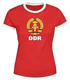 MoonWorks DDR - Camiseta para mujer, diseño retro Dr rojo y blanco. L